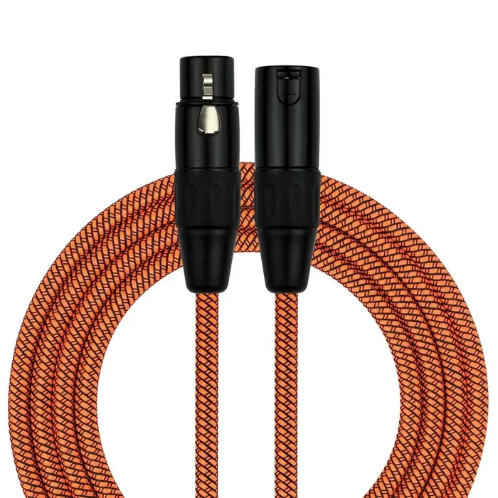 Kirlin 20ft Orange Woven XLR Male to Female Microphone Cable with Shielding