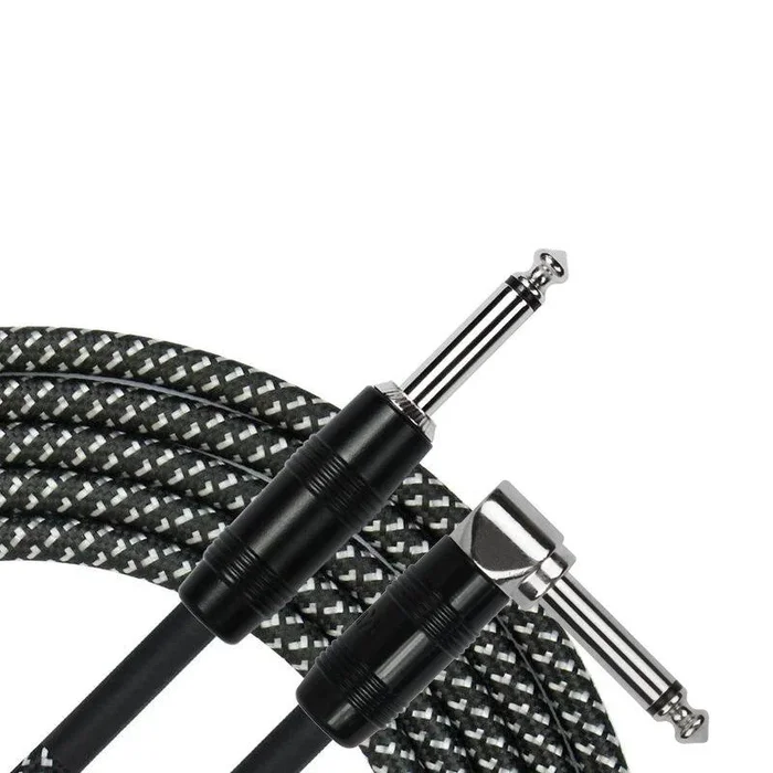 Kirlin IWC202BK 20ft Black Woven Instrument Cable RA & Straight 1/4″ Plugs