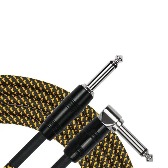 Kirlin IWC202BY 20ft Woven Instrument Cable 1/4″ Straight & Right Angle Plug