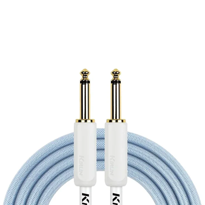 Kirlin KIPW201WBL-10 10Ft Blue PVC Woven Instrument Cable with Gold Plated Plugs