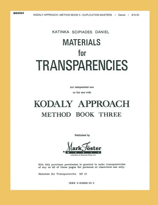 Kodaly Approach Iii-Transparencies Book