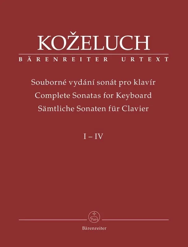 Kozeluch – Complete Sonatas Vol 1-4 (Softcover Book) Urtext Edition Book
