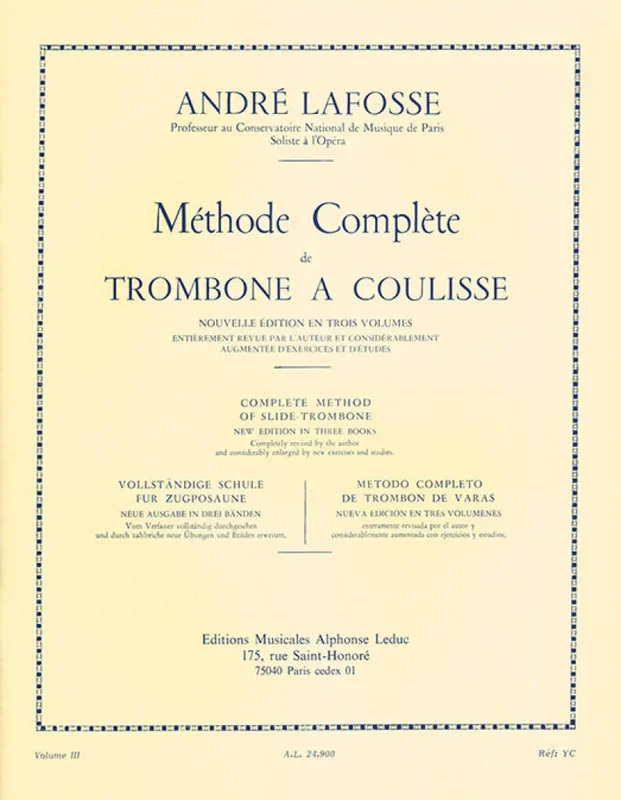 Lafosse: Méthode Complète de Trombone – Volume 3