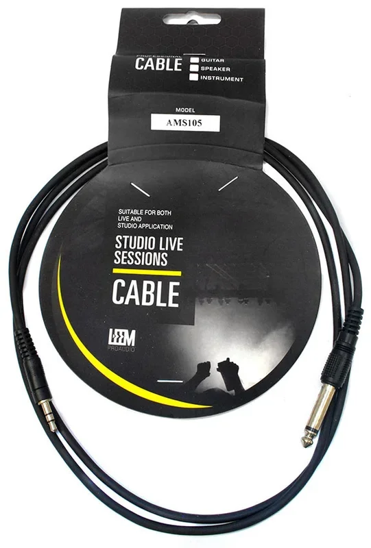 Leem 5ft Interconnect Cable (3.5mm Straight TRS – 1/4″ Straight TS)