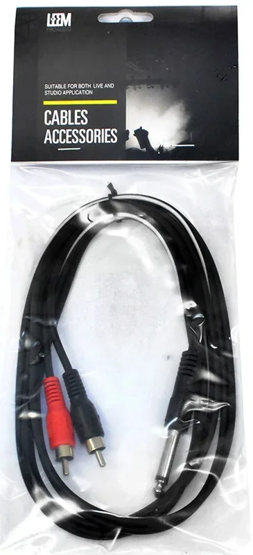 Leem 5ft Y-Cable (1/4″ Straight TS – 2 x RCA Plugs)