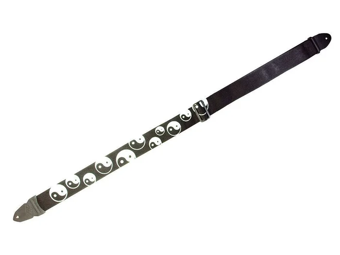 LM – 2 Inch Poly Guitar Strap Black with White Yin Yang Design