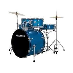 Ludwig Accent Drive 5pc Complete Drum Set with Cymbals – Blue Foil with Nickel Hardware