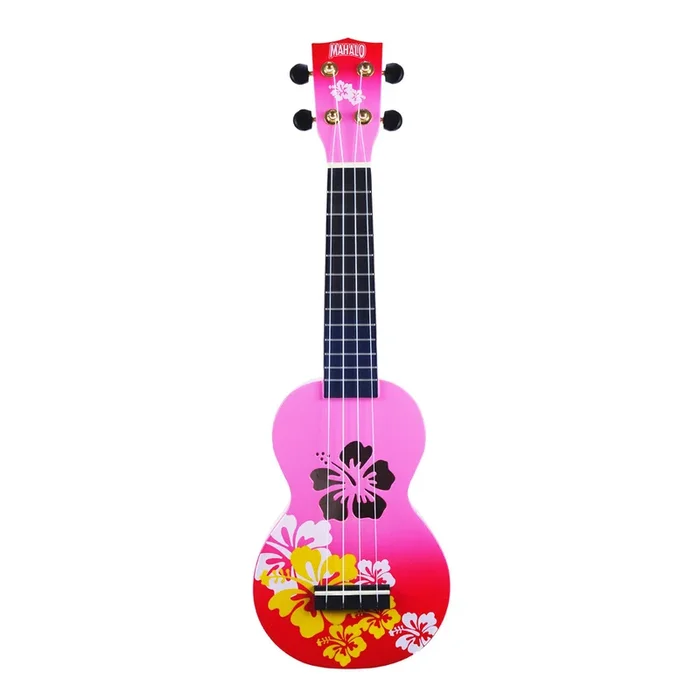 Mahalo Designer Series Soprano Ukulele – Hibiscus (Red Burst)