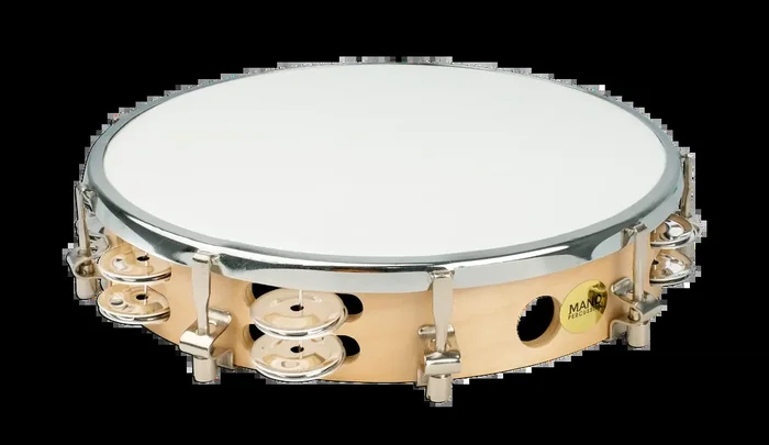 Mano 10 Inch Tuneable Tambourine with Wood Rim and Double Row Jingles