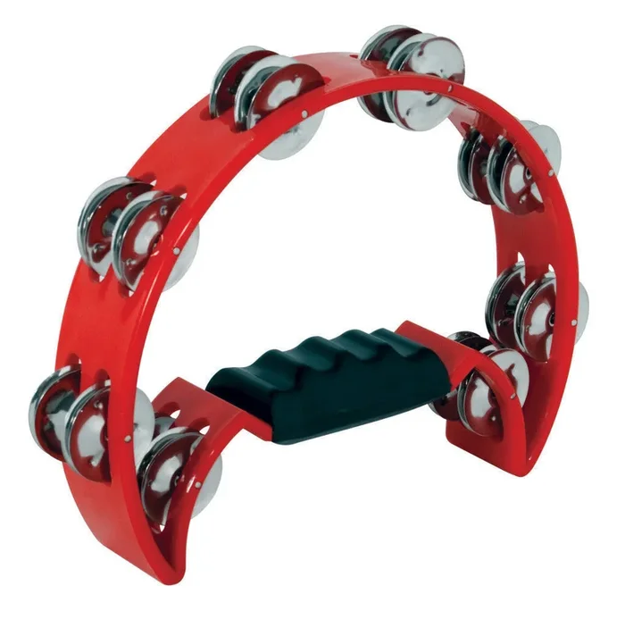 Mano Percussion – Red Half Moon Tambourine ABS Rim, 16 Pairs Of Jingles