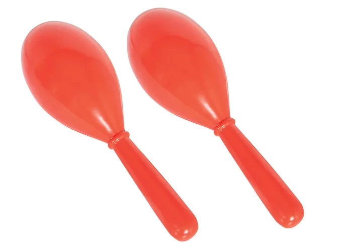 MARACAS – CPK Small Plastic Oval Shape, Red, Pair 8″ long, Educational