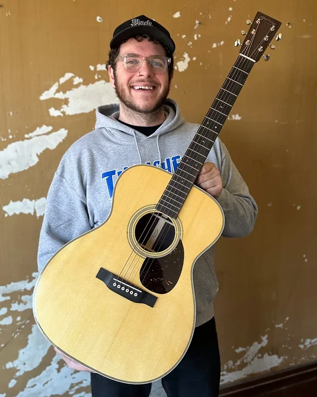 Martin Custom Herringbone 28-Style OM Guitar & Case, Thinner Adirondack Top