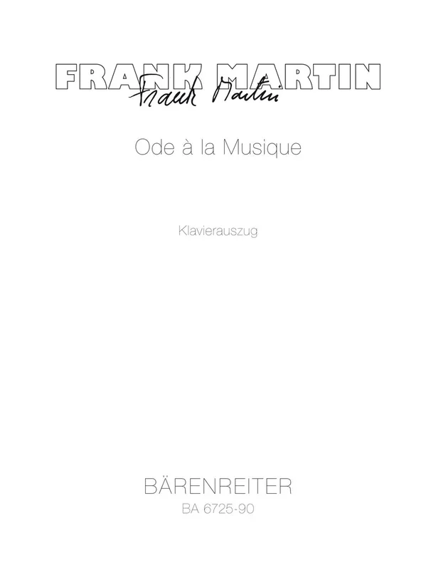 Martin : Ode A La Musique – Vocal Score