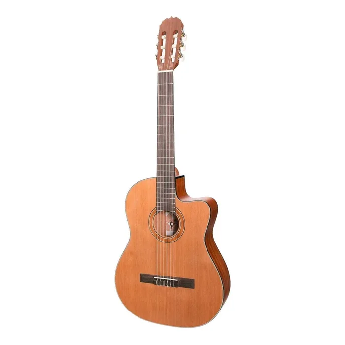Martinez ‘Natural Series’ Cedar Top Acoustic-Electric Classical Cutaway Guitar (Open Pore)