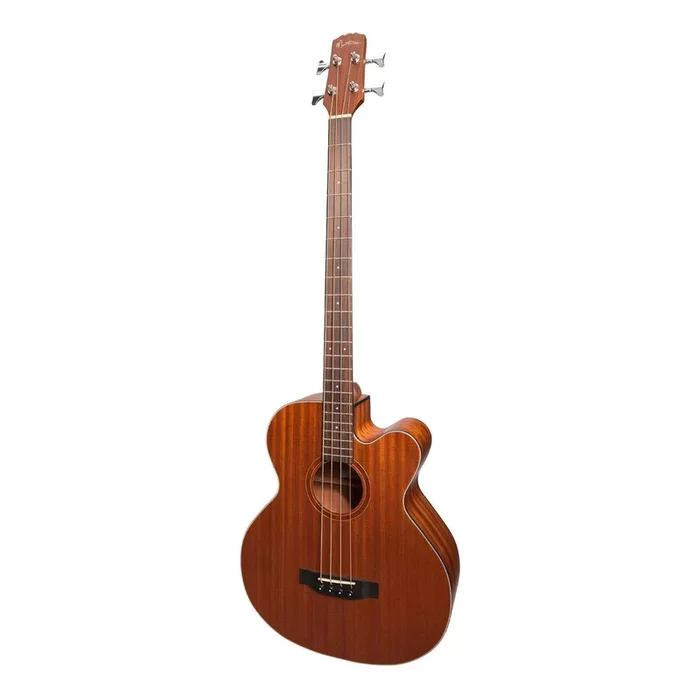 Martinez ‘Natural Series’ Mahogany Top Acoustic-Electric Cutaway Bass Guitar (Open Pore)