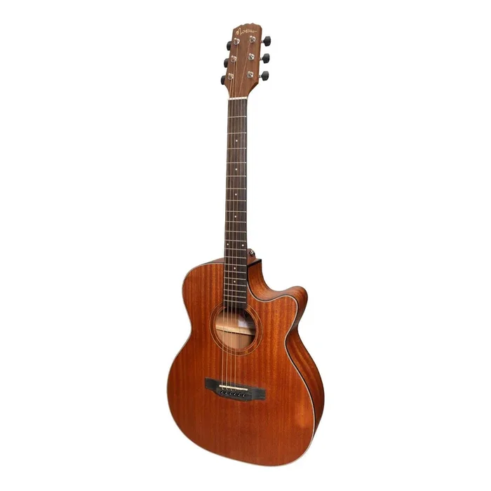 Martinez ‘Natural Series’ Solid Mahogany Top Acoustic-Electric Small Body Cutaway Guitar (Open Pore)