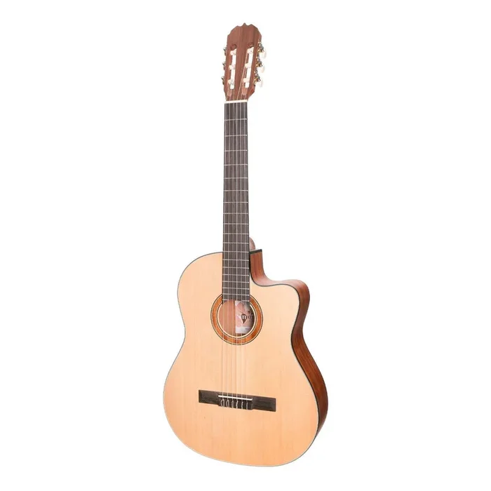 Martinez ‘Natural Series’ Spruce Top Acoustic-Electric Classical Cutaway Guitar (Open Pore)