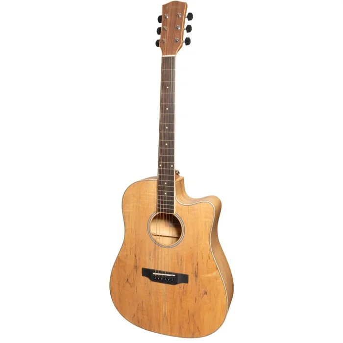 Martinez ’31 Series’ Spalted Maple Acoustic-Electric Dreadnought Cutaway Guitar (Natural Satin)