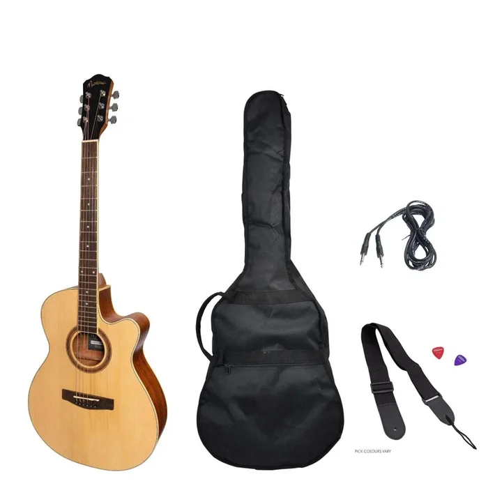 Martinez ’41 Series’ Folk Size Cutaway Acoustic-Electric Guitar Pack (Spruce/Rosewood)