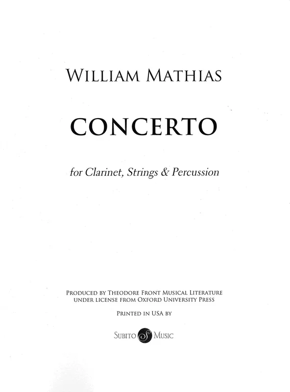 Mathias: Clarinet Concerto, Op. 68
