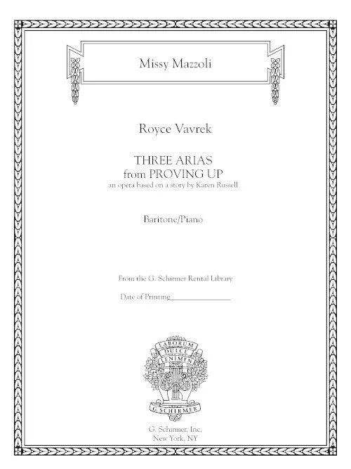 Mazzoli: 3 Arias from “Proving Up “