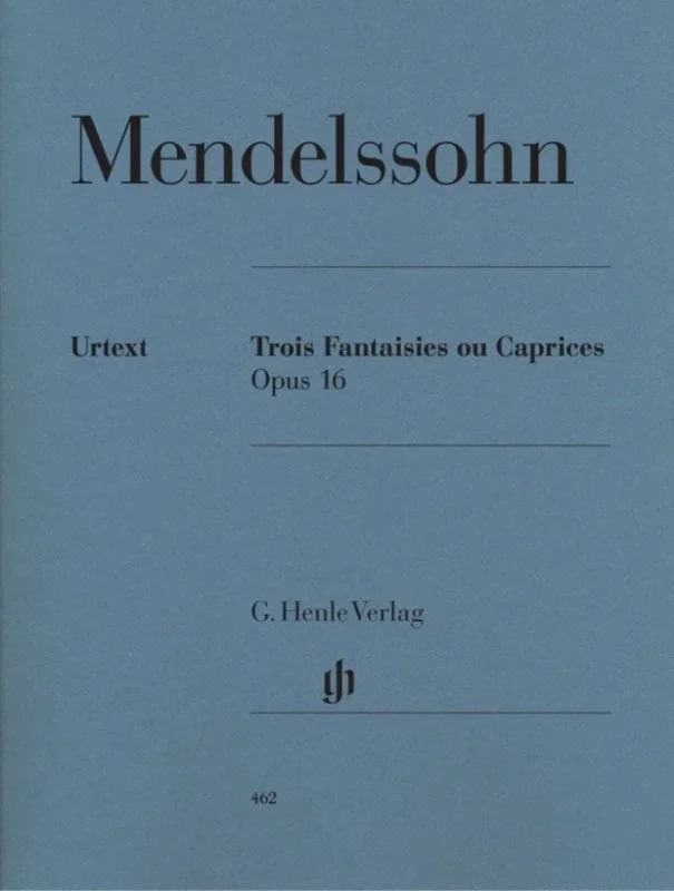 Mendelssohn – 3 Fantasies Or Caprices Op 16 Urtext (Softcover Book)