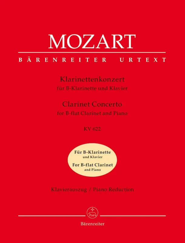 Mozart: Clarinet Concerto K622 – Version for Bb Clarinet & Piano