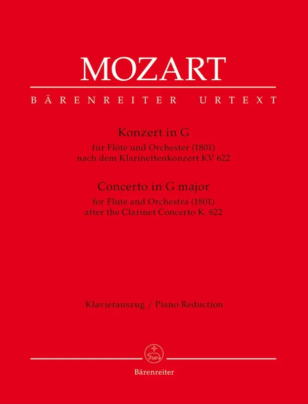 Mozart: Flute Concerto in G – Arranged from Clarinet Concerto K622 – for Flute & Piano