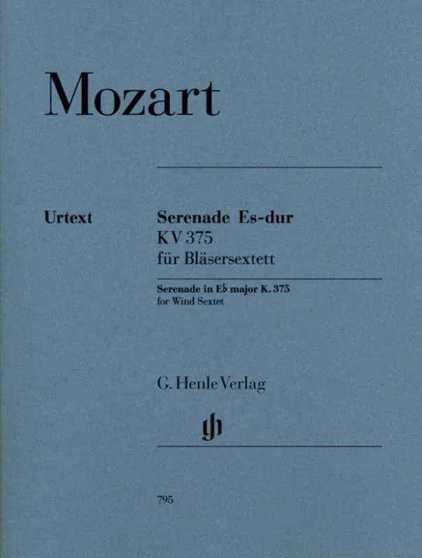 Mozart: Serenade E flat major K. 375 for 2 Clarinets, 2 Horns and 2 Bassoons – Parts Only