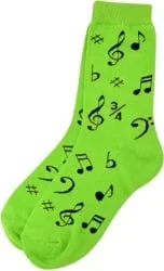 Neon Green with Black Note Socks