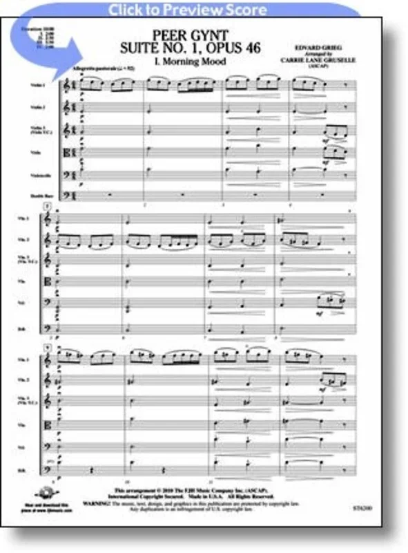 Peer Gynt Suite No 1 Op 46 Arr Gruselle So Sc/Pt (Music Score/Parts)