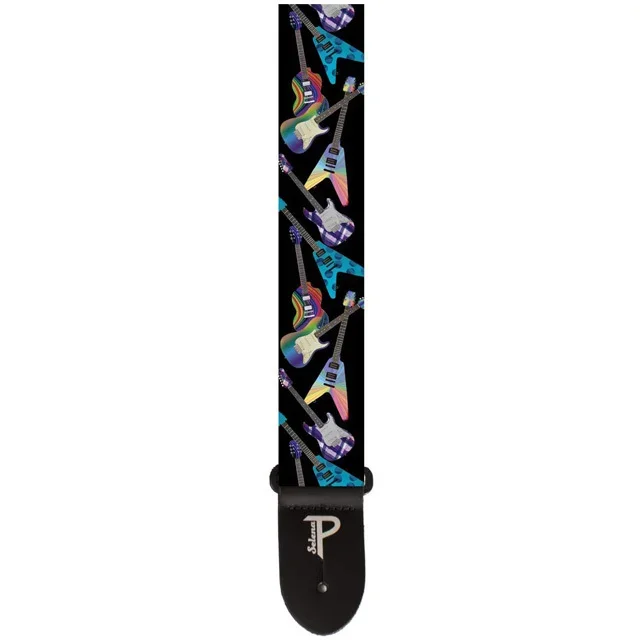 Perris 2″ Polyester “Electric Guitars” Guitar Strap with Leather ends