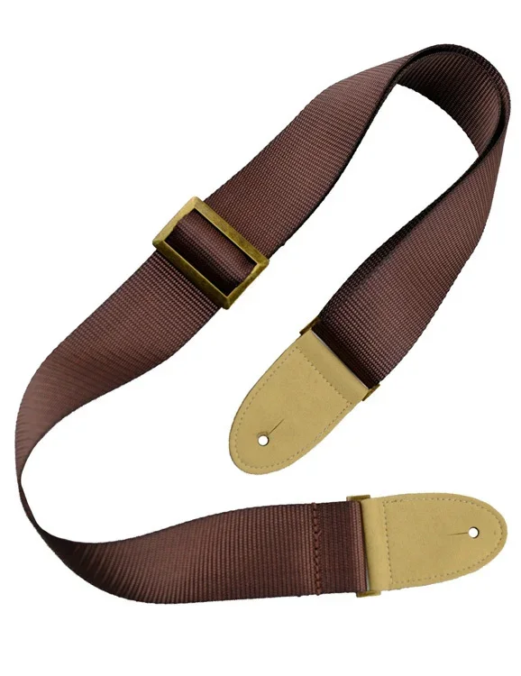Perris 2″ Vegan Collection Nylon-Webbed Guitar Strap in Brown with Cream Ends