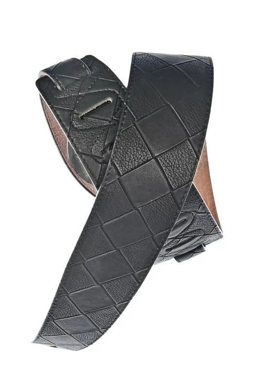 Planet Waves Large Basket Weave Leather Guitar Strap, Black