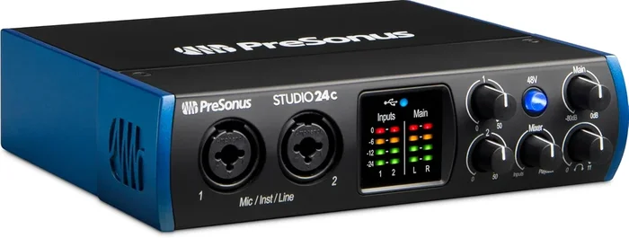 PreSonus Studio 24c 2×2, 192 kHz, USB Audio Interface with Studio One DAW Recording Software