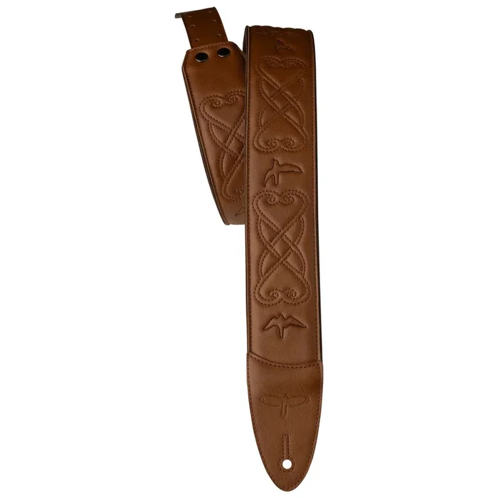 PRS 2.4″ Padded Guitar Strap w/RAS, Custom Leather (Faux) Birds, Tan