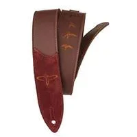PRS Premium Leather 2″ Strap Embroidered Birds Burgundy