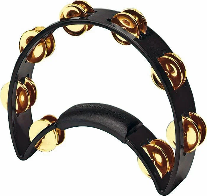 RHYTHM TECH – Original Half Moon Black Tambourine ABS Rim, Brass Jingles