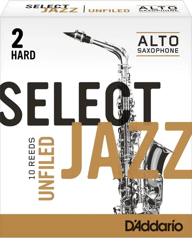 Rico Select Jazz Alto Sax Reeds, Unfiled, Strength 2 Strength Hard, 10-pack