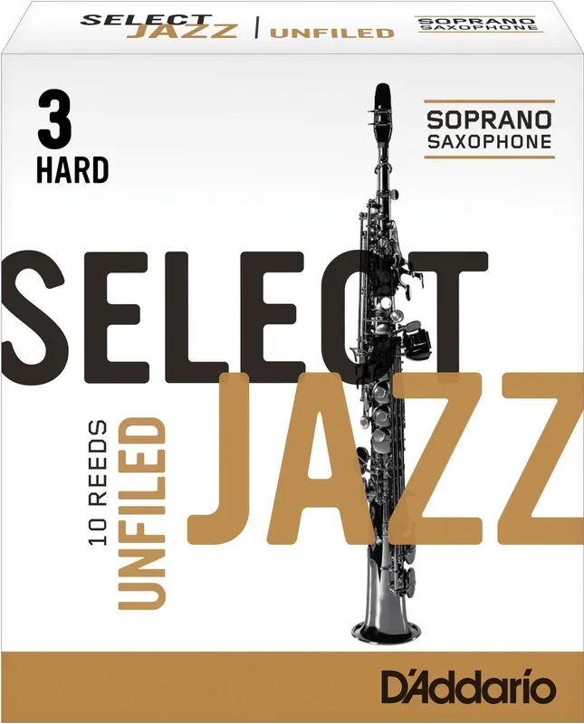 Rico Select Jazz Soprano Sax Reeds, Unfiled, Strength 3 Strength Hard, 10-pack