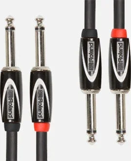 Roland RCC-15-2814 – 15ft 1/4″ Dual TS Interconnect Cable, Professional Black Series, Oxygen-Free Copper, Low Noise Performance
