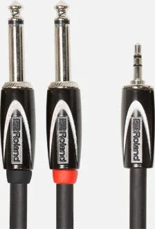 ROLAND RCC-5-3528V2 Black Series TRSmini to Dual TS Interconnect Cable – 5ft, Oxygen-Free Copper Core, Professional Performance