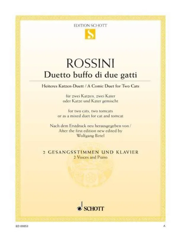 Rossini – Cats Duet 2 Sop Or 2 Ten Or Sop And Ten (Softcover Book)