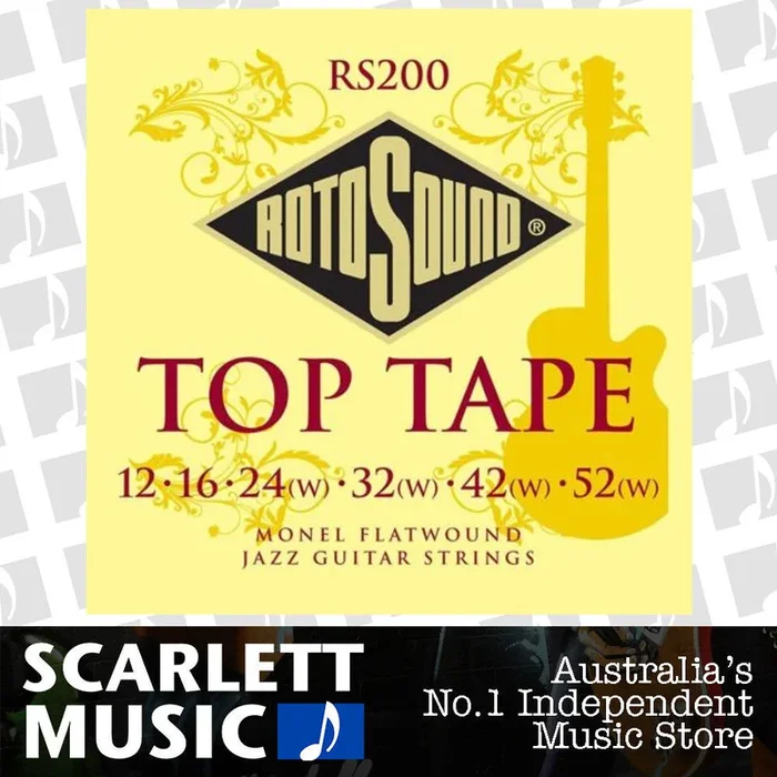 Rotosound RS200 Top Tape Monel Flatwound Electric Guitar String ( 12-52 )