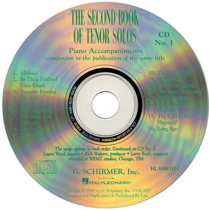 Schirmer – Second Book Of Tenor Solos 2Cd Set