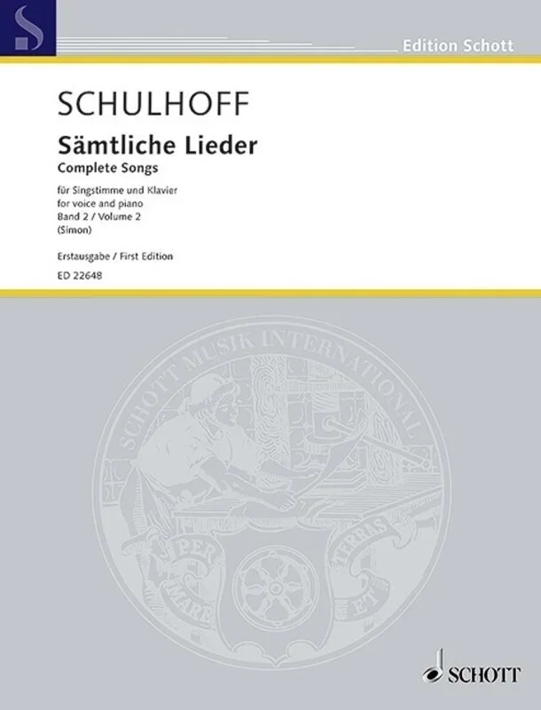 Schulhoff – Complete Songs Vol 2 (Softcover Book)
