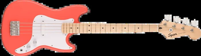 Squier Sonic Bronco Bass, Maple Fingerboard, White Pickguard, Tahitian Coral