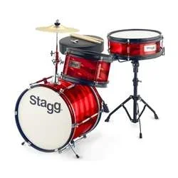 Stagg 3-Piece Junior Drum Set with Hardware – Red