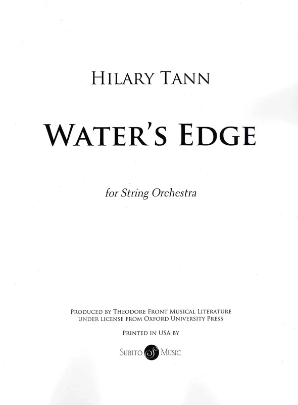 Tann: Water’s Edge (Version for String Orchestra)