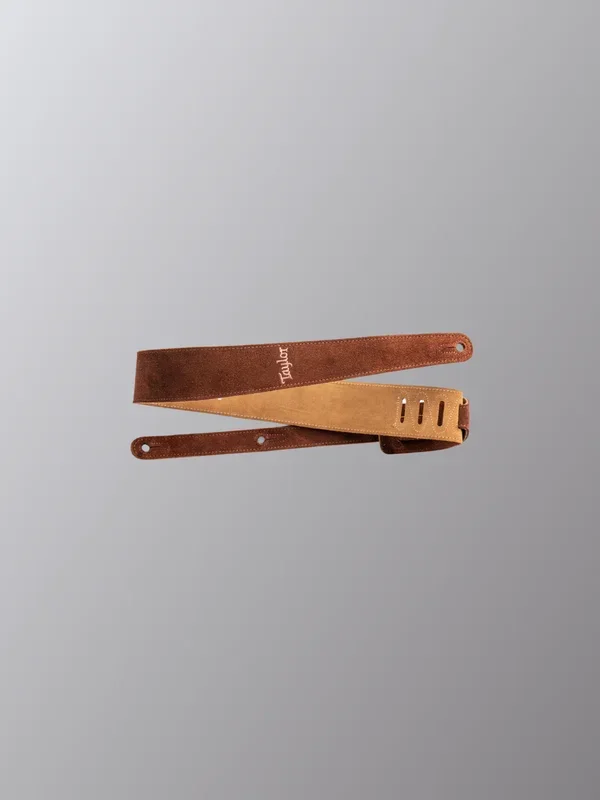 Taylor 2.5″ Embroidered Suede Strap Choc Brown